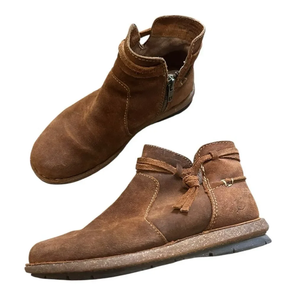 Born Boots | Womens Tarkiln Ankle Booties Brown Leather Side Zip BR0017406 | 7